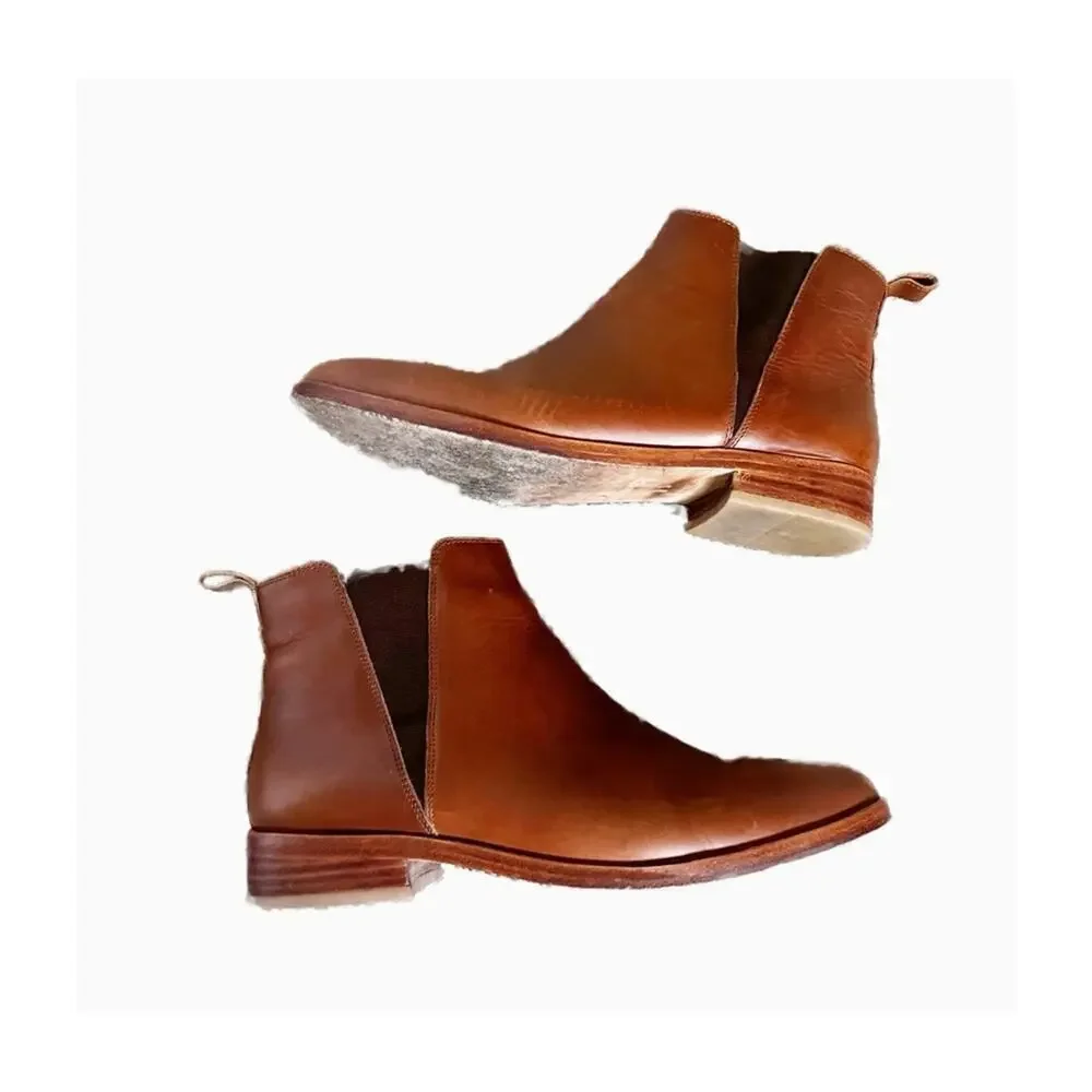 Nisolo Leather Everyday Chelsea Ankle Boot Cognac Brown Size 9.5